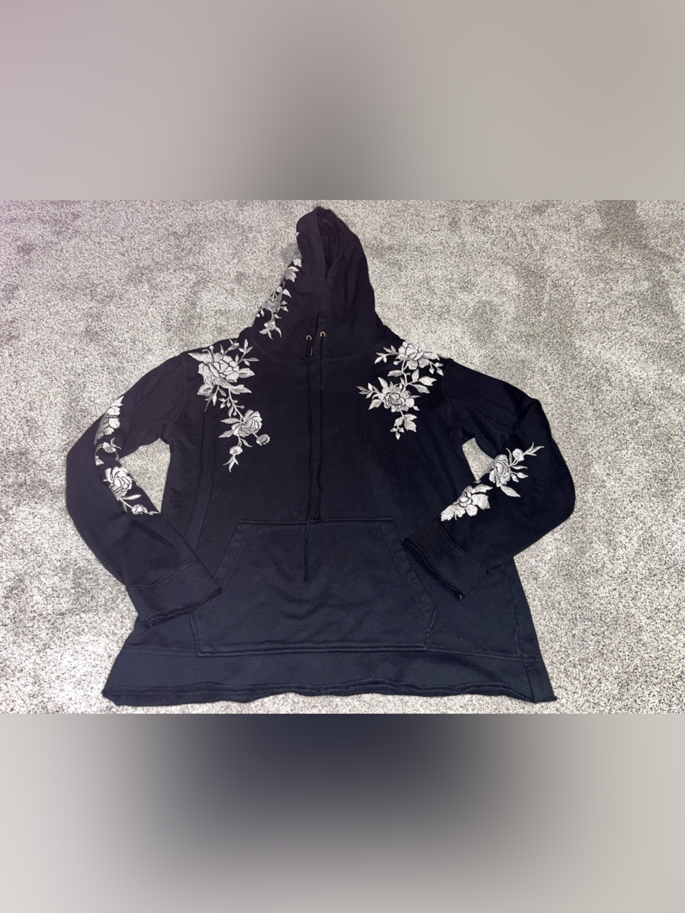 Johnny Was Hoodie Embroidered Black Size Small